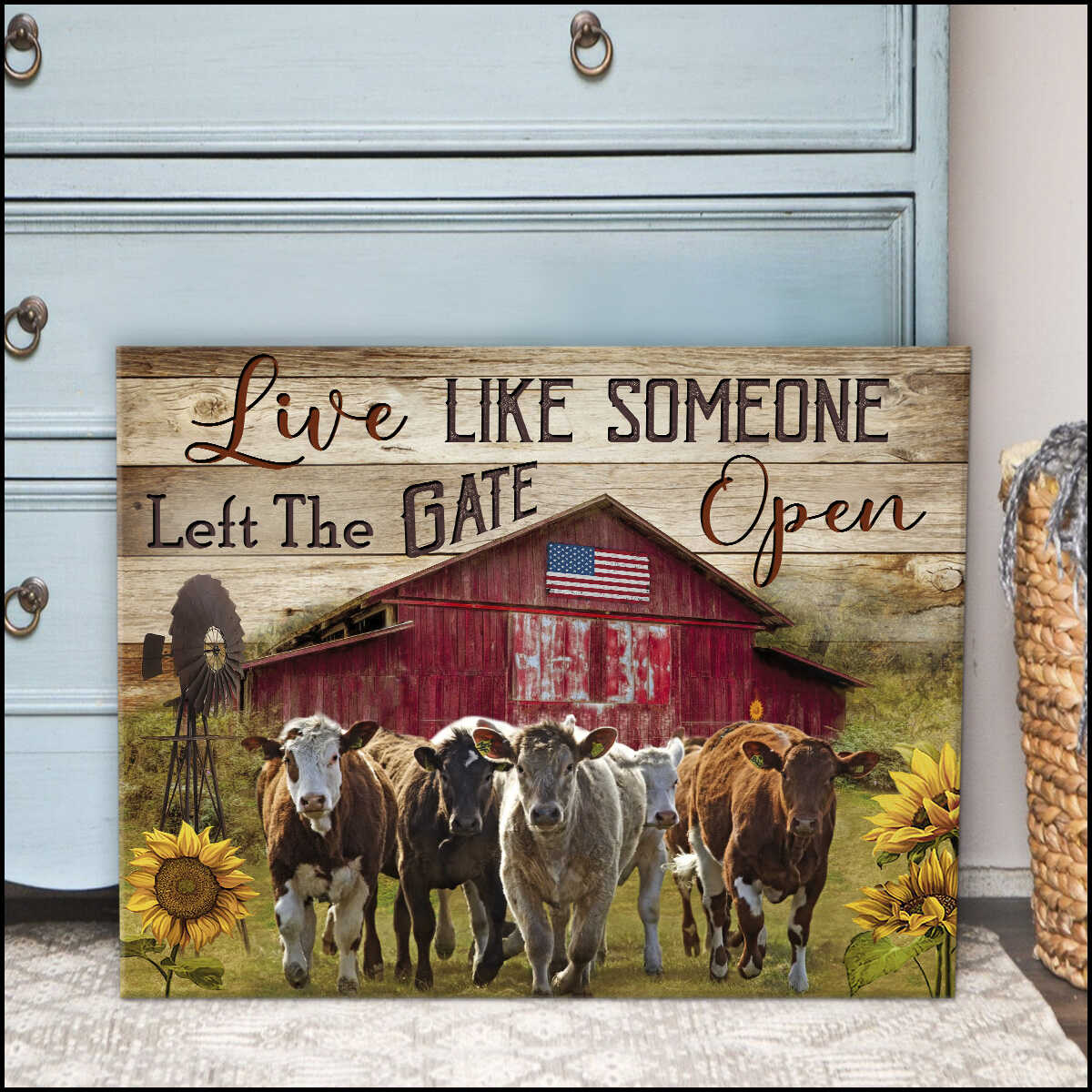 Mostsuit Live Like Someone Left The Gate Open Running Cattle Canvas Poster Wall Art Farm Farmhouse Decor