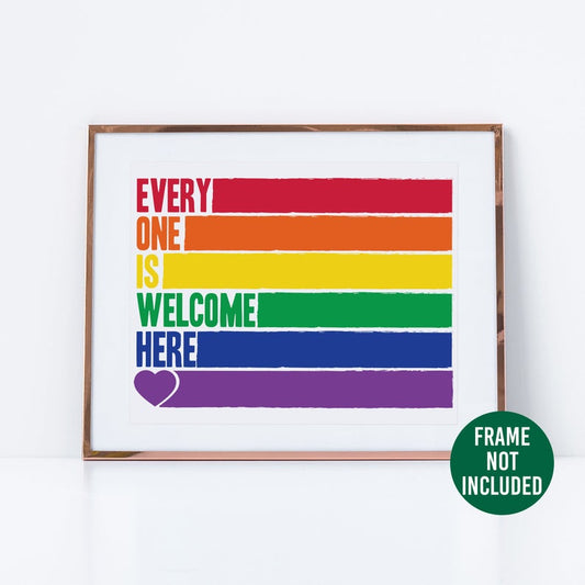 LGBT Poster | Pride Month Room Wall Art | Everyone Is Welcome Here Wall Print LGBT Pride