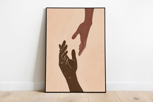 Abstract Hands Poster Print, Black Hands Room Wall Art, Black African Americans Poster, Gift for Black Couple Love ,Boho Hands