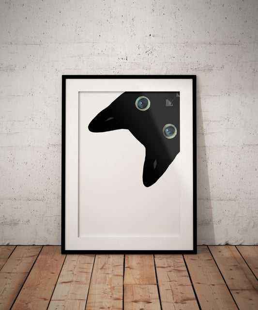 Black Cat Print Wall Art Poster Art Print Cat Print Wall Decor Wall Art Cat Lover Gift Black Cat Portrait Art Print Unframed