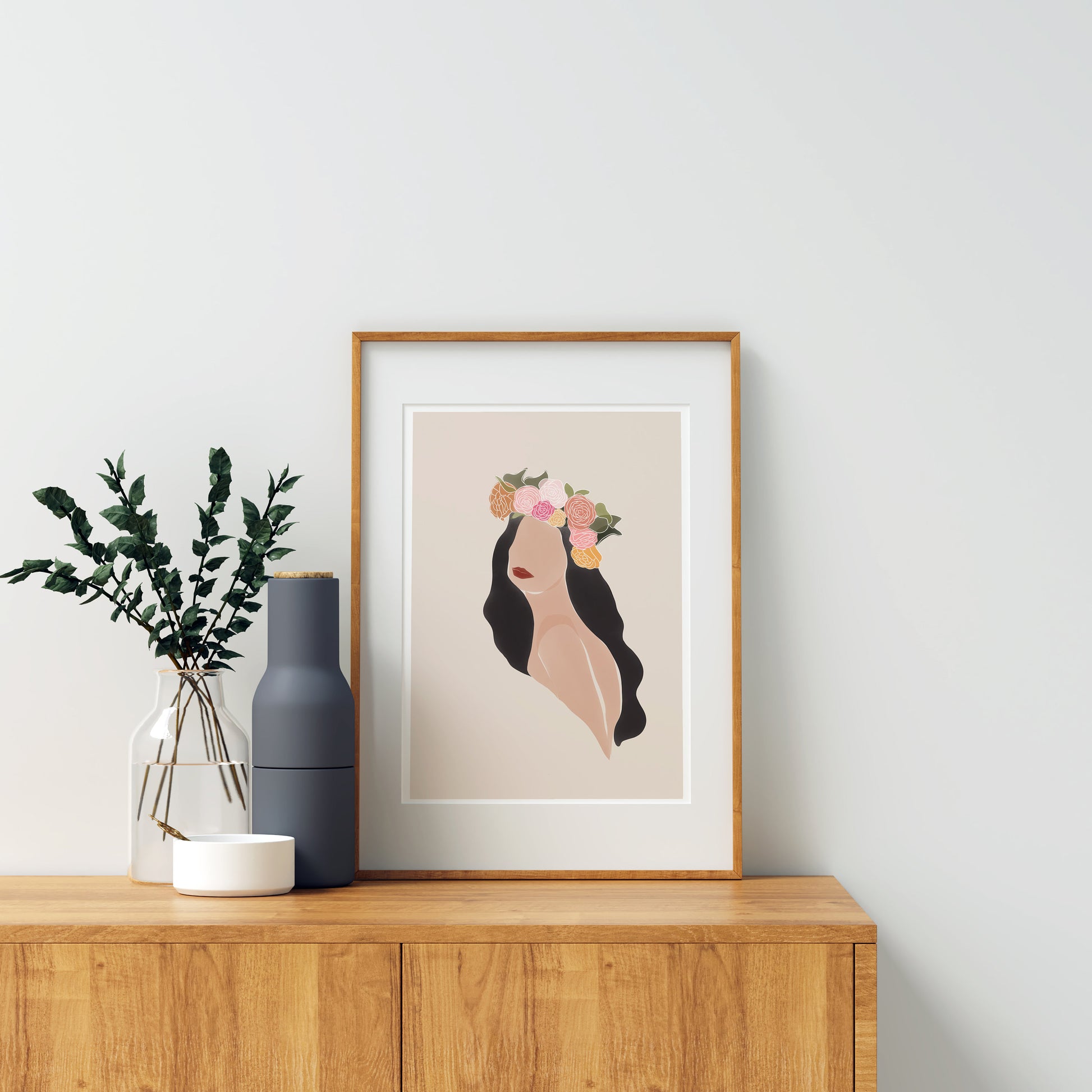 Woman Art Print | Color Block Woman Poster | Minimal Palm Leaf Poster | Minimalist Terracotta Wall Art | Burnt Orange Woman Wall Print Boho