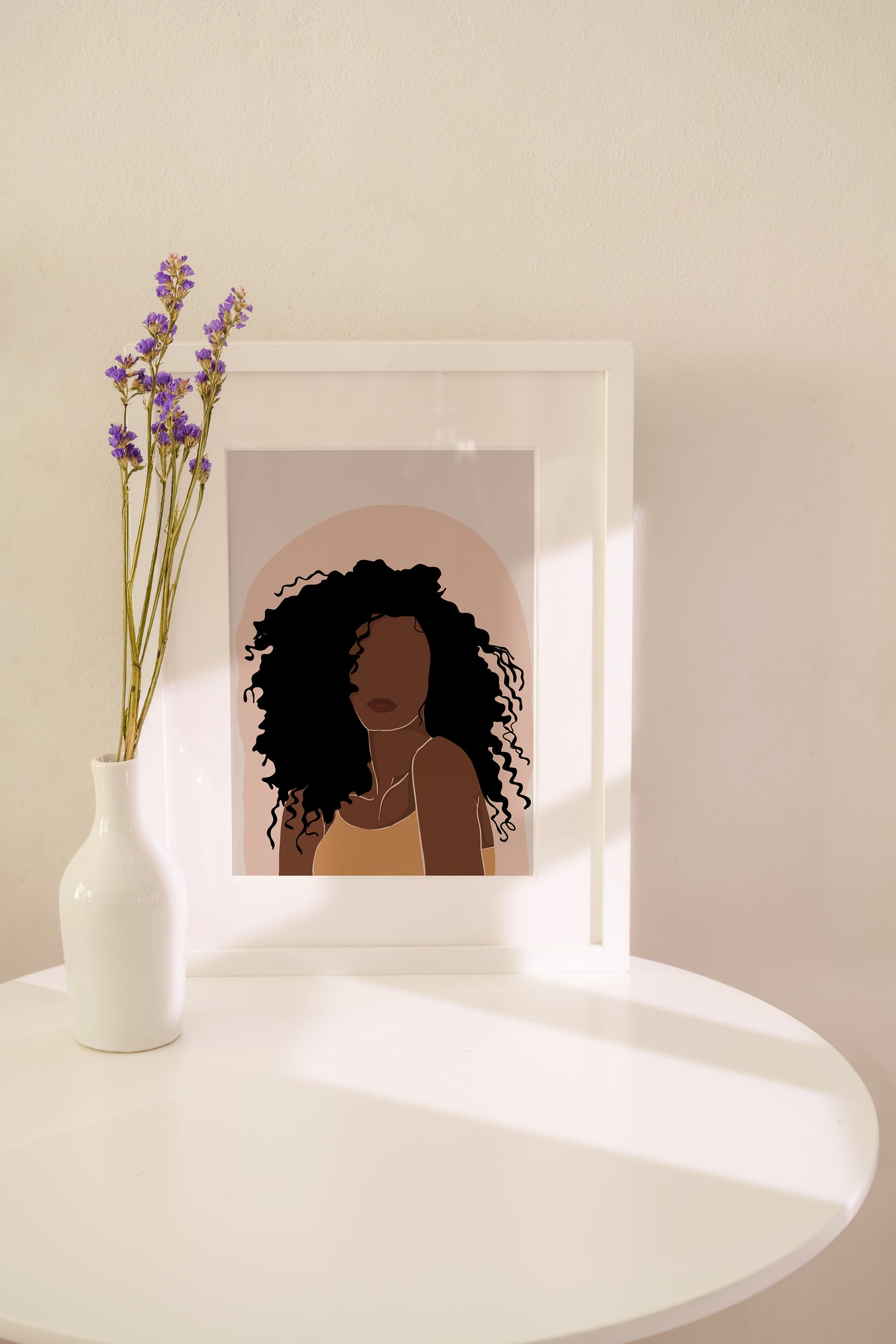 Female Portrait art, Modern wall art, Black woman art, African American woman art, Black girl Illustration, Fashion print, Boho woman art