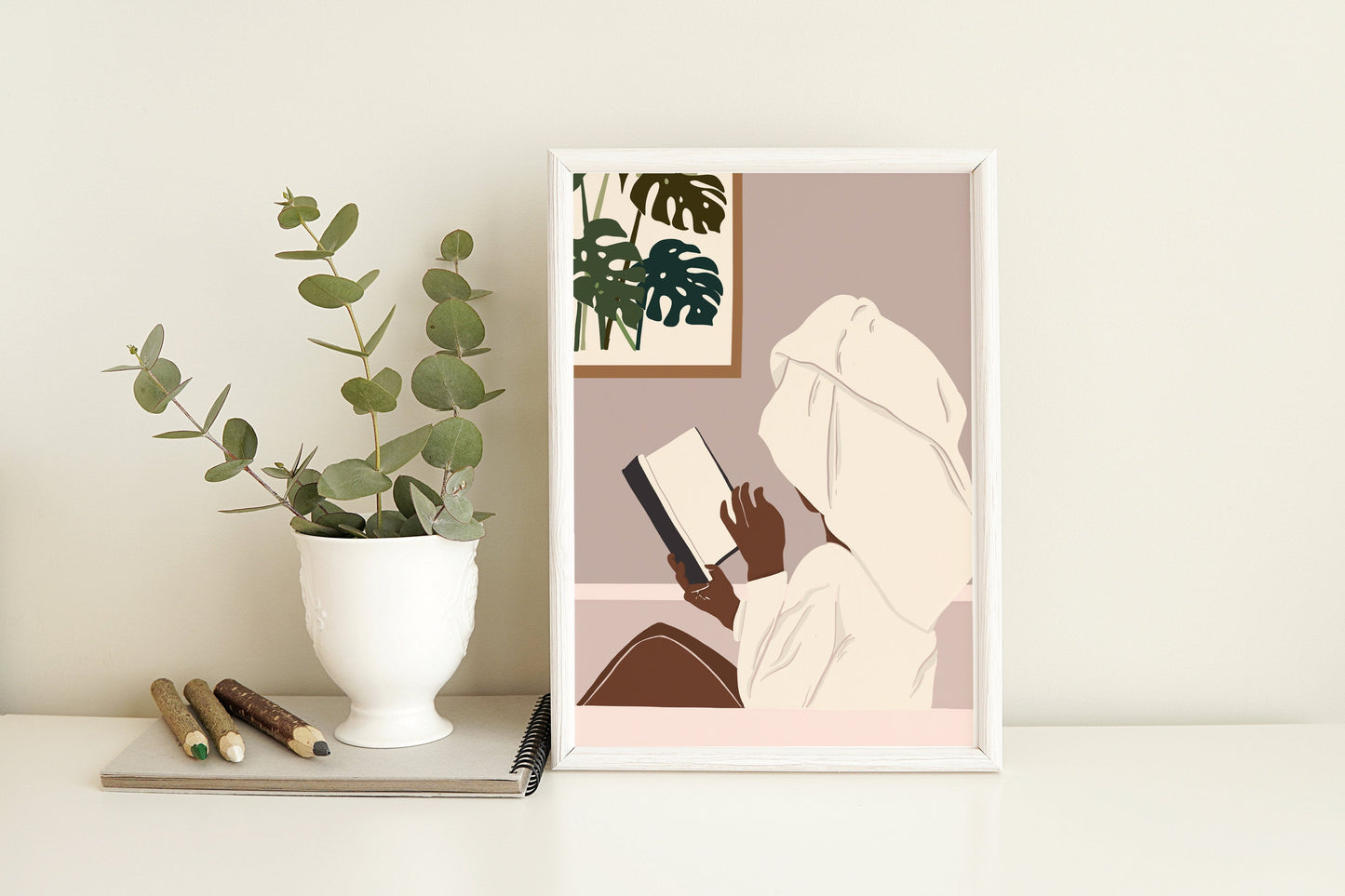 Woman Art, African Woman Art,  Black Woman Wall Art, African American Wall Art, Fashion Print, Black Girl Wall Art, Bath Print, Mid century.