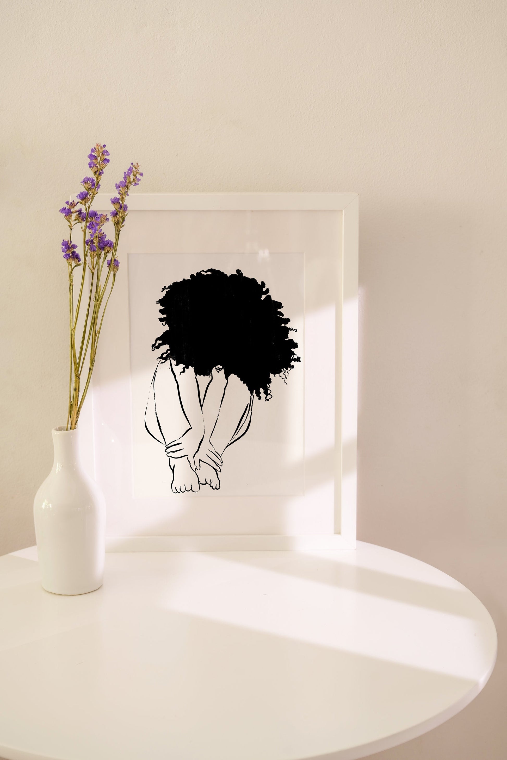 Woman Line Art Print Woman art Black woman art Minimal line art drawing Woman with afro Feminist print natural hair Printable wall art