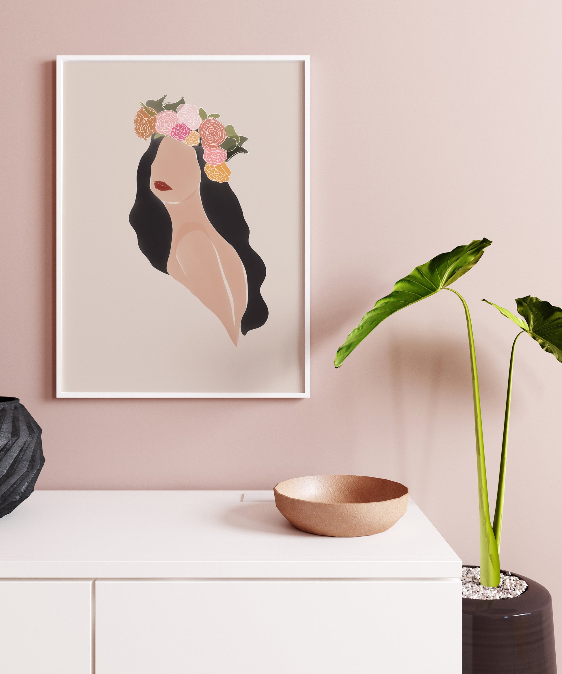 Woman Art Print | Color Block Woman Poster | Minimal Palm Leaf Poster | Minimalist Terracotta Wall Art | Burnt Orange Woman Wall Print Boho