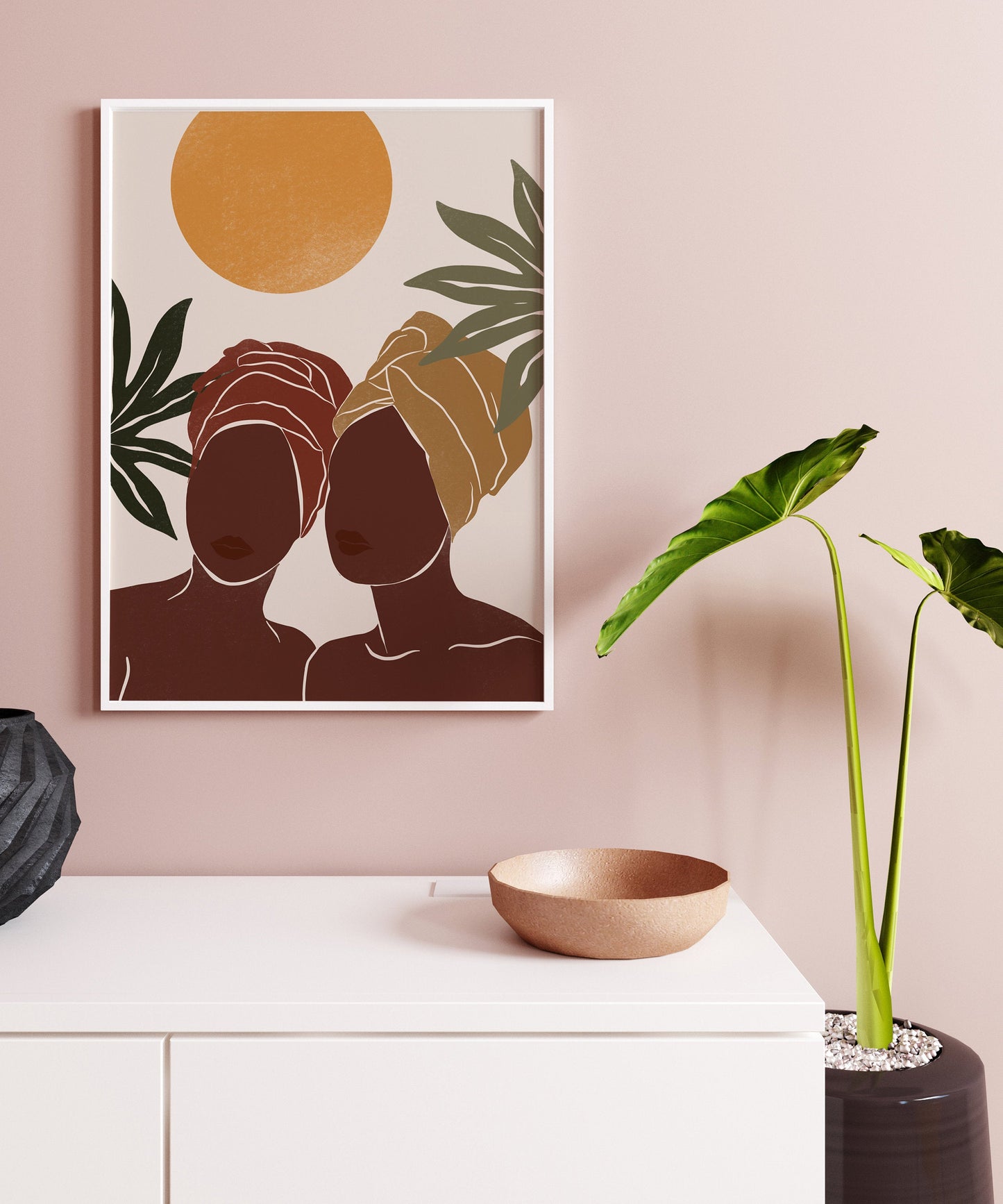 Black Woman Art, Female Portrait, African American Woman Art, Woman Print, Printable Art, Black Girl Wall Art, Boho Woman Art wall print.