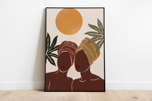 Black Woman Art, Female Portrait, African American Woman Art, Woman Print, Black Girl Poster, Boho Woman Art wall print.