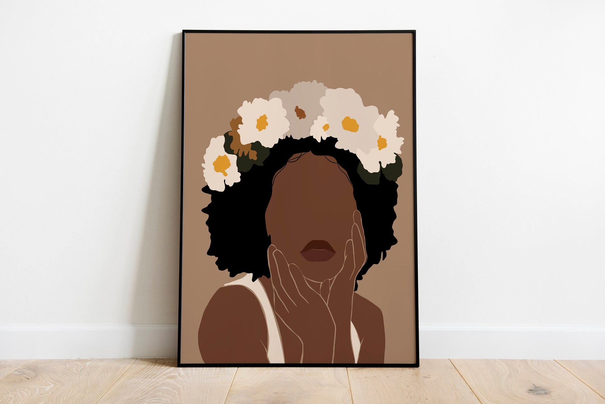 Black woman with crown, African american Poster Flower crown art, Black Girl wall art, Crowned, Woman art, African art