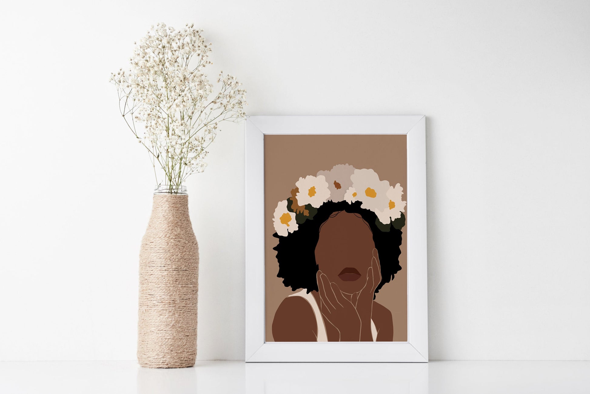 Black woman with crown, African american art, Woman Illustration art, Flower crown art, Black Girl wall art, Crowned, Woman art, African art