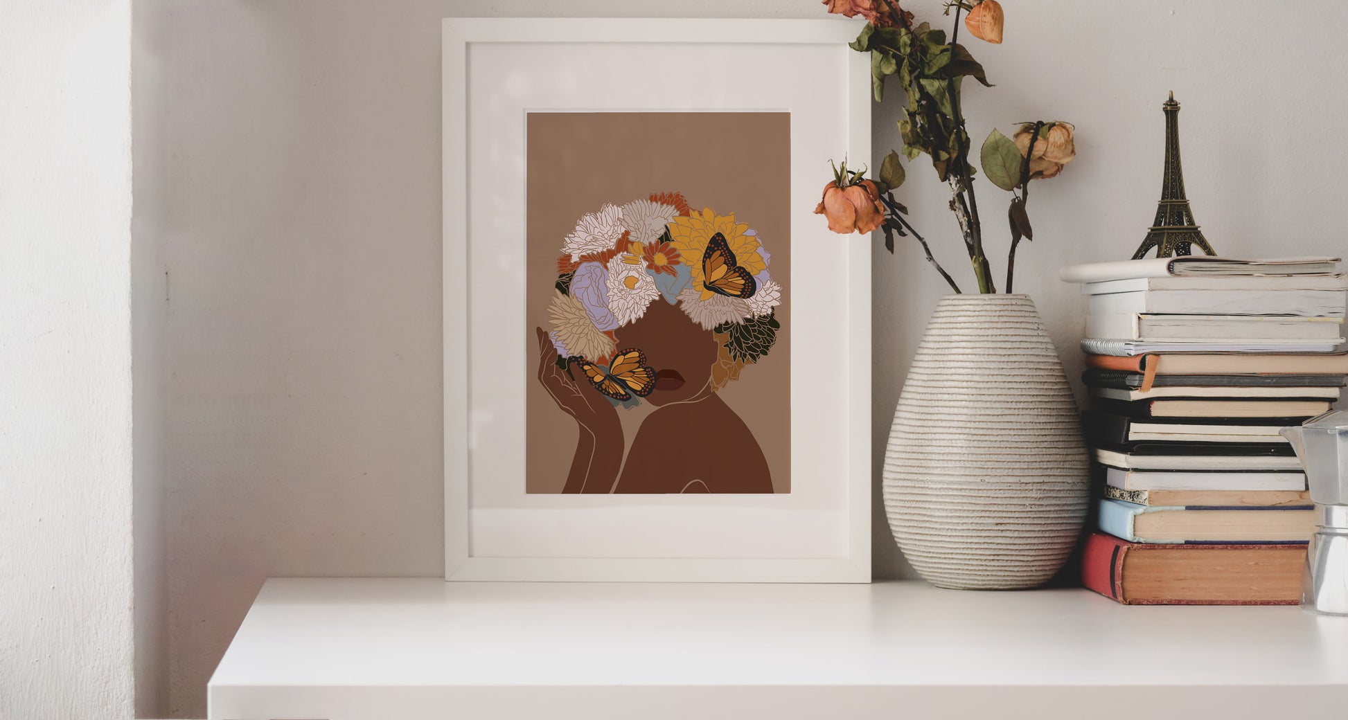 African Woman Art, Flower Head Woman, INSTANT DOWNLOAD, Black Woman Wall Art, Black Girl Wall Art, Boho Art, Fashion print, Printable Art.