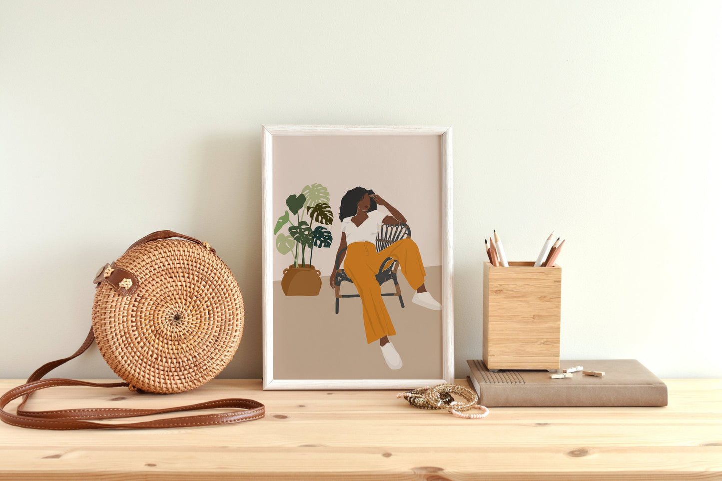 African American art, Black woman art, Woman Illustration, Boho art, Mid century art, Afro woman art, Woman print, Wall art print, Prints