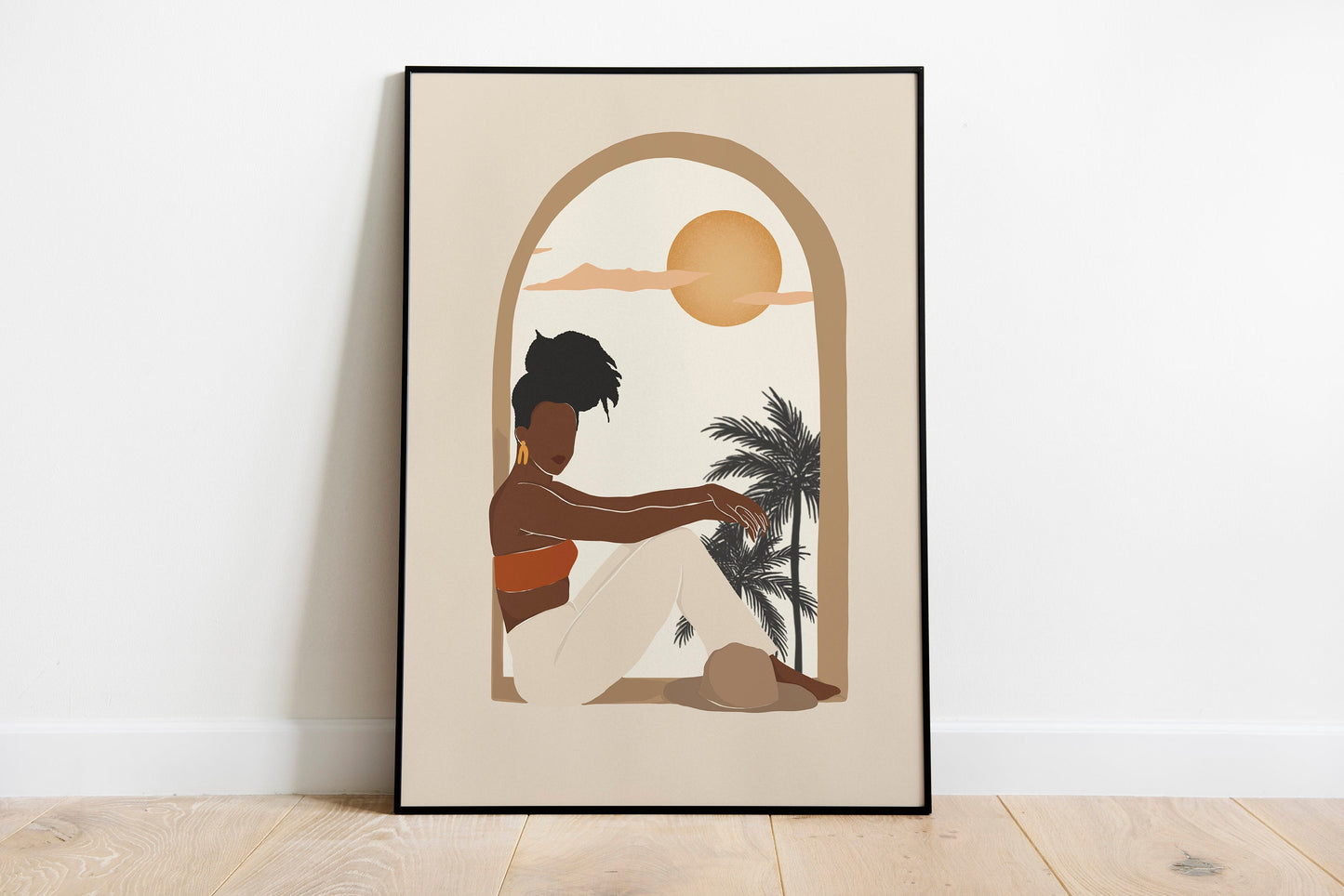 Boho woman art, African American art, Woman wall art, Black woman art, , Minimalist art, Woman art print, Art.