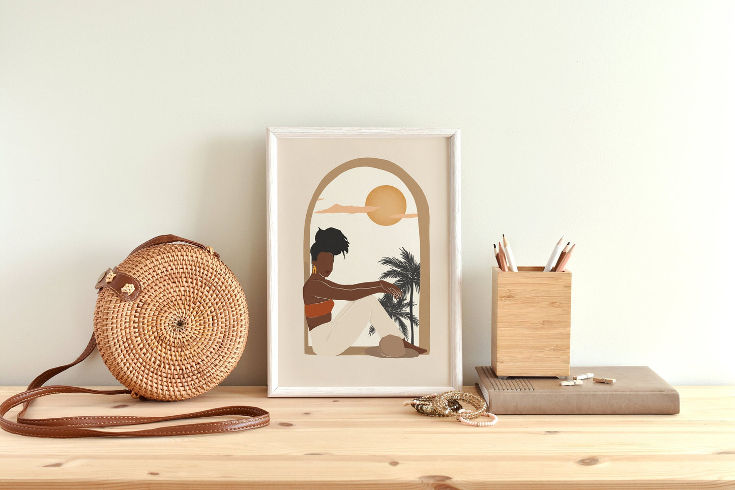 Boho woman art, African American art, Woman wall art, Black woman, Mid century art, Instant Download, Minimalist art, Woman art print, Art.