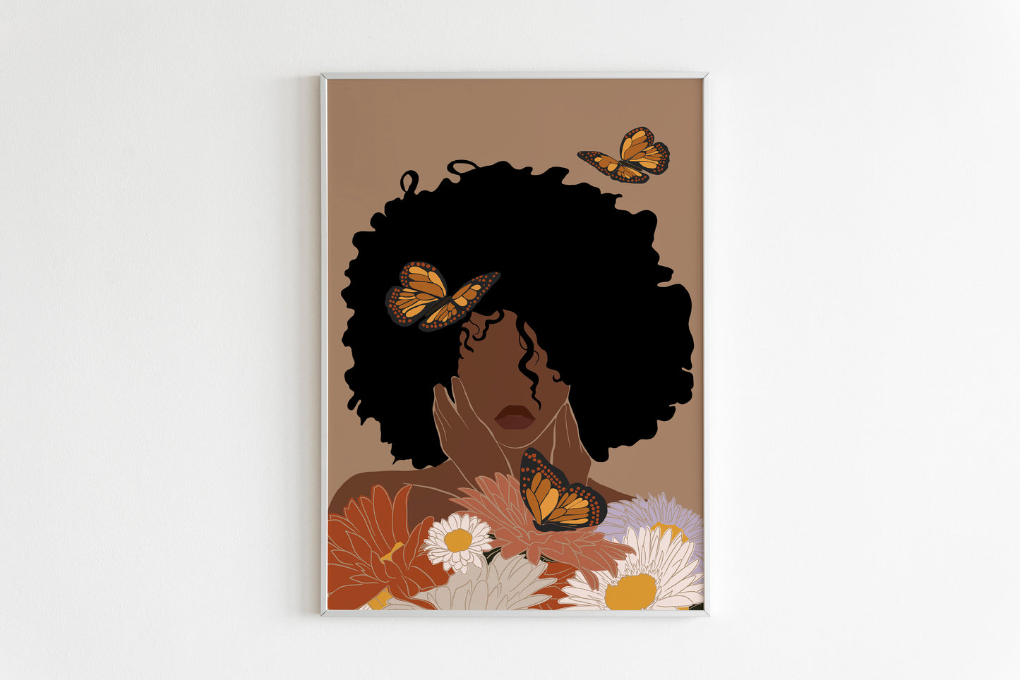 Black Woman Art, INSTANT DOWNLOAD, Flower Woman Art, Printable Art, Boho Wall Art,  Fashion print, Black Girl Art Print, Black Woman Art.