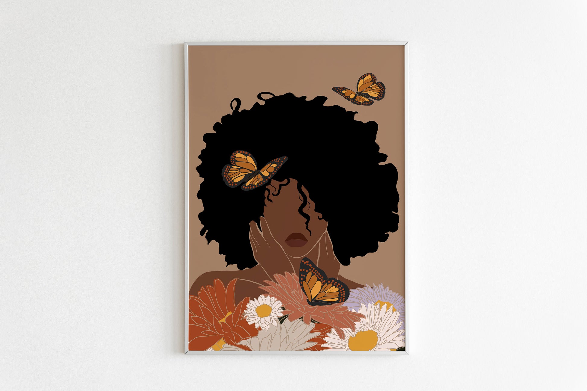 Black Woman Art, INSTANT DOWNLOAD, Flower Woman Art, Printable Art, Boho Wall Art,  Fashion print, Black Girl Art Print, Black Woman Art.