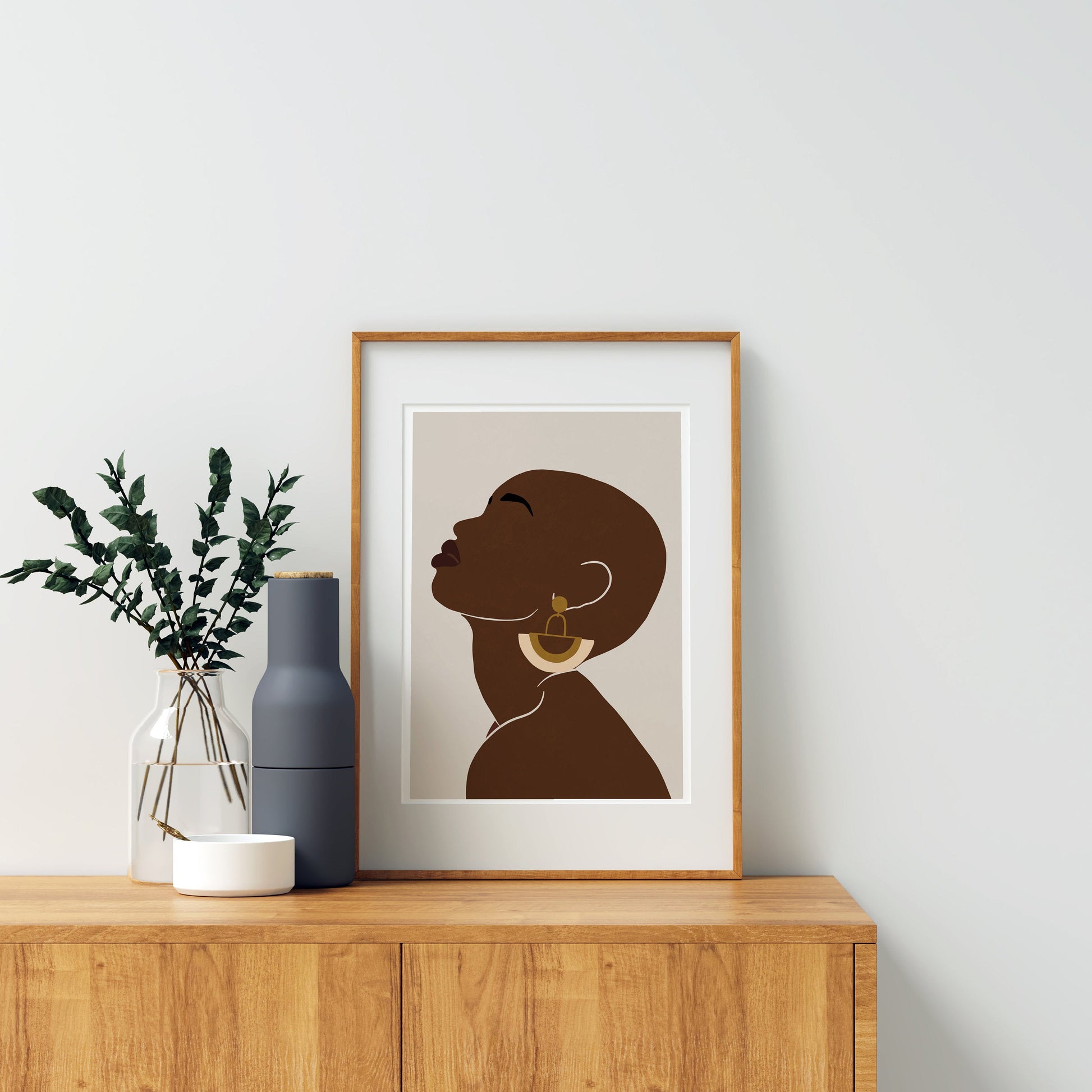African woman art Black woman art African American woman art Black girl portrait Black woman portrait Female illustration Boho woman art.