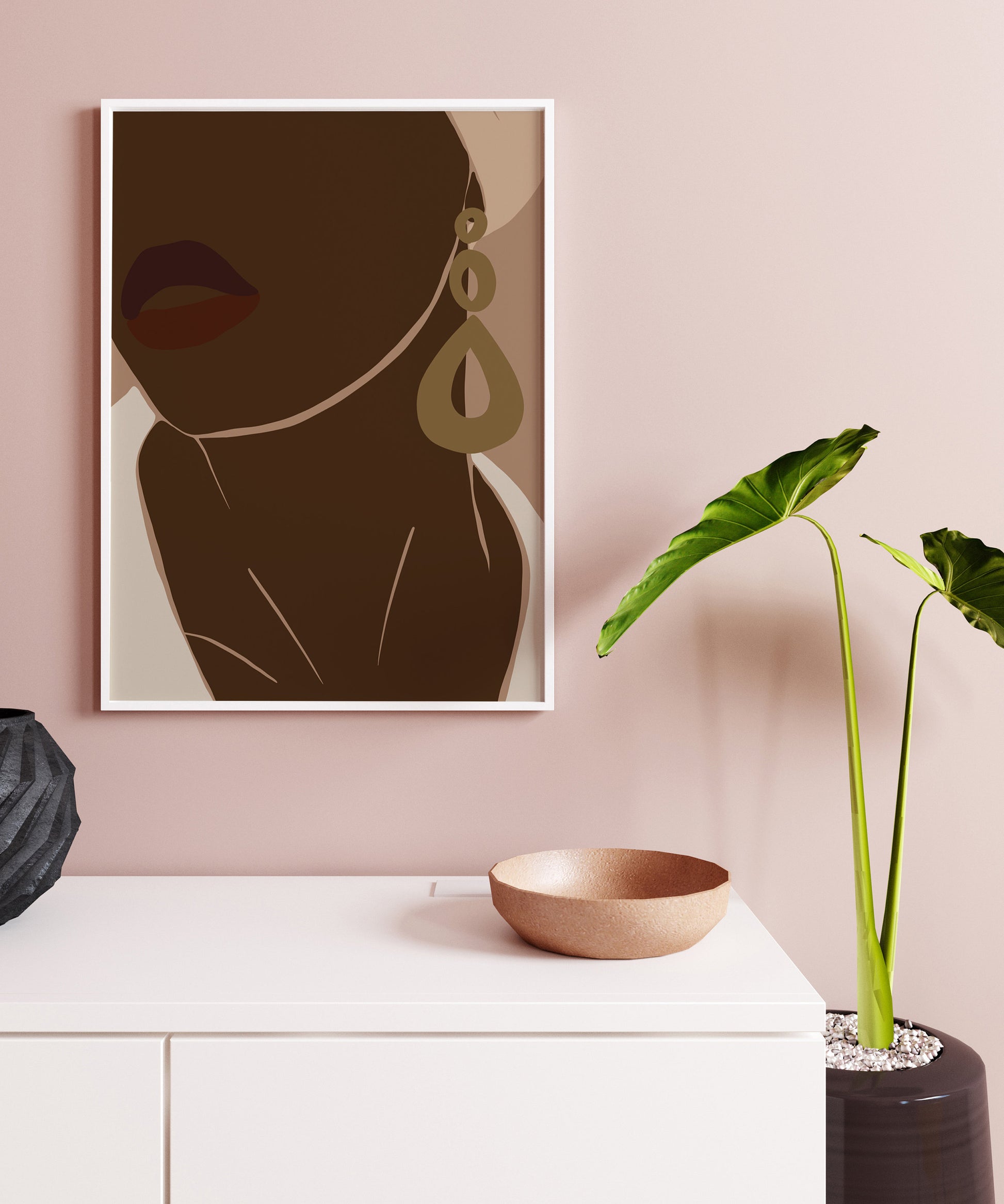 African Woman Art, INSTANT DOWNLOAD, Boho Wall Art, Black Woman Art, Black Girl Art Print, Fashion Portrait, Female Portrait Print.