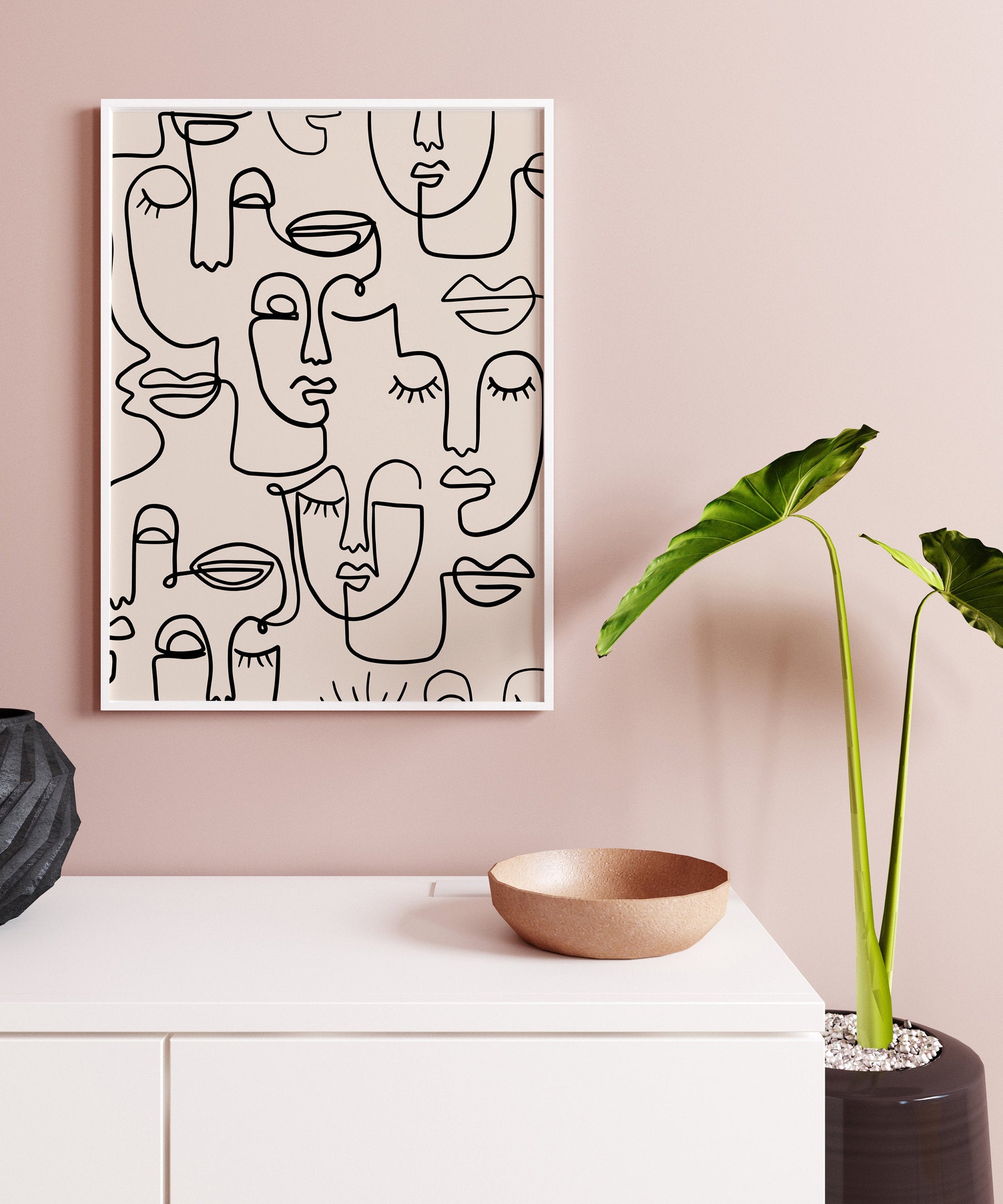 Abstract Faces Line Art Print  Boho Print Continuous Line Art Faces Wall Art Minimal Art Print INSTANT DOWNLOAD Face line art Woman face art