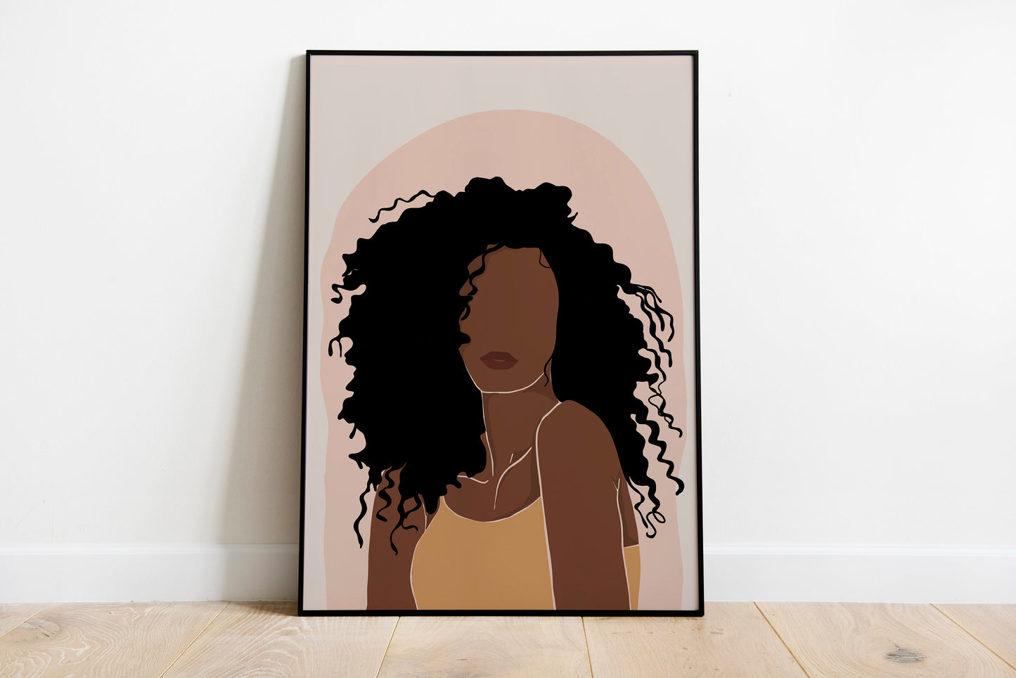 Female Portrait art, Modern wall art, Black woman art, African American woman art, Black girl Illustration, Boho woman art