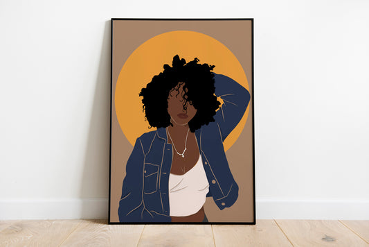 African American woman art, Black woman art, African woman Poster Black girl print, 