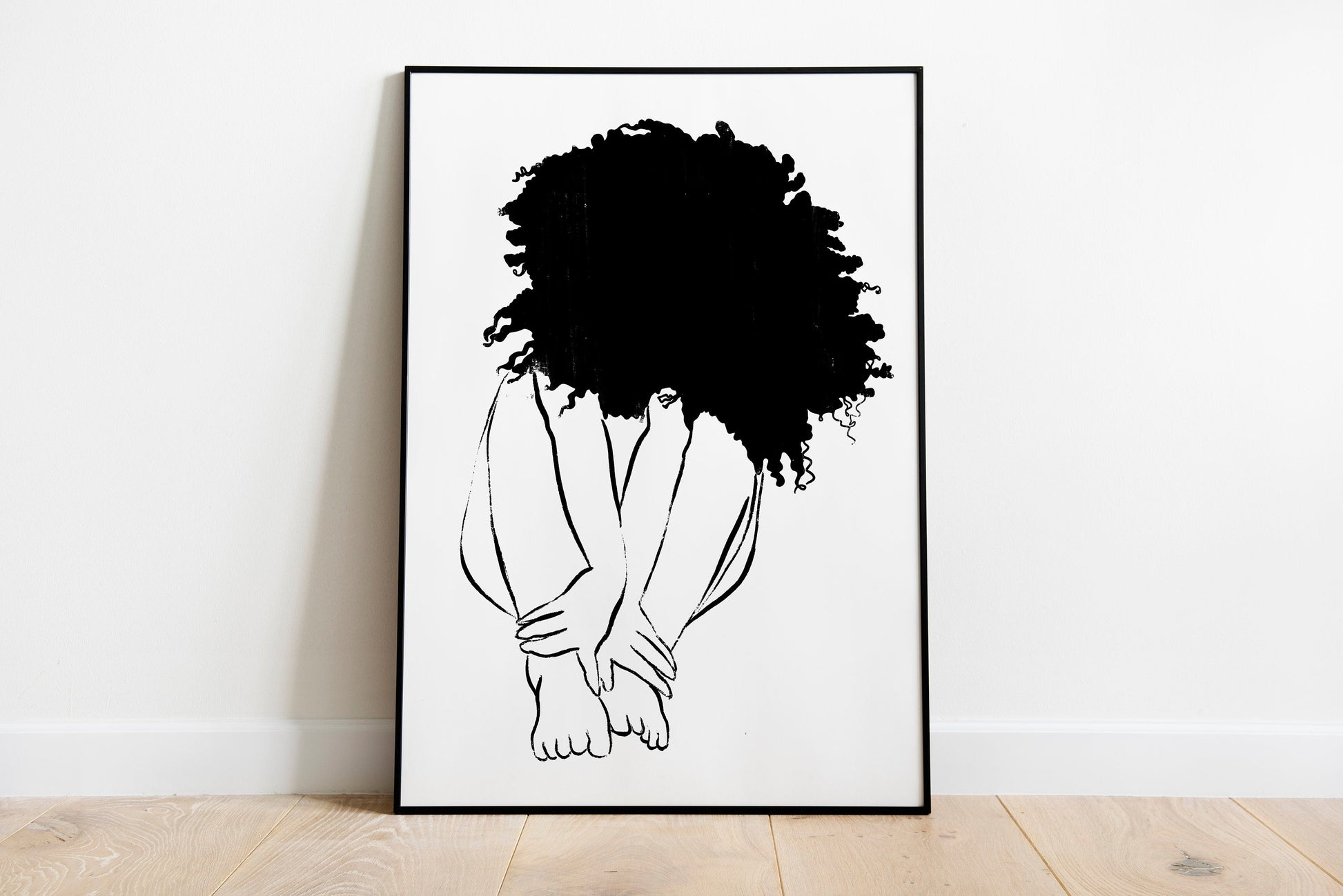 Woman Line Art Print Woman art Black woman art Minimal line art drawing Woman with afro Feminist print