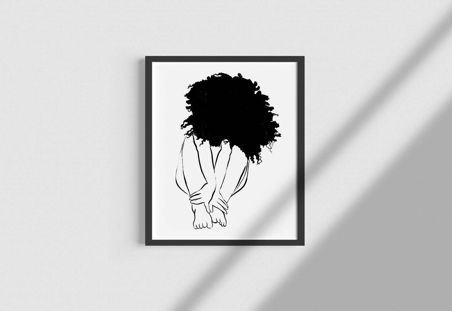 Woman Line Art Print Woman art Black woman art Minimal line art drawing Woman with afro Feminist print natural hair Printable wall art