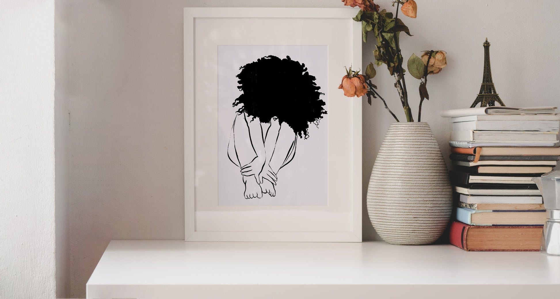 Woman Line Art Print Woman art Black woman art Minimal line art drawing Woman with afro Feminist print natural hair Printable wall art