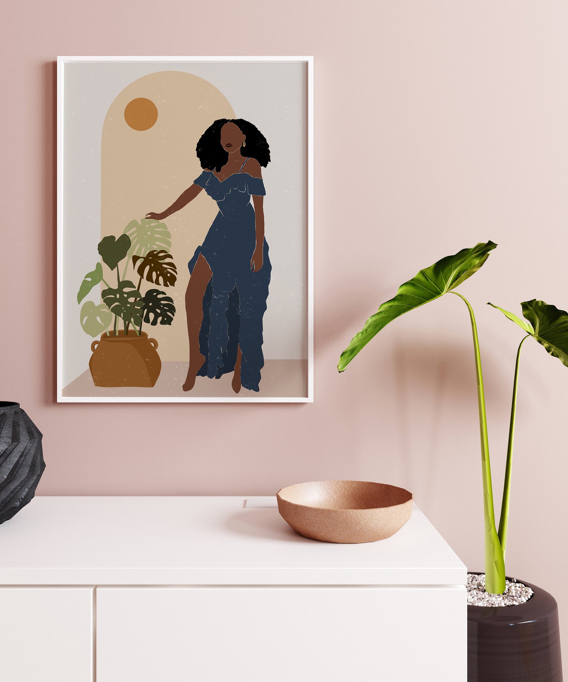 Black woman art, Black Woman Illustration, Black Girl Wall Art, African woman Art, African American woman art, Modern art Printable wall art