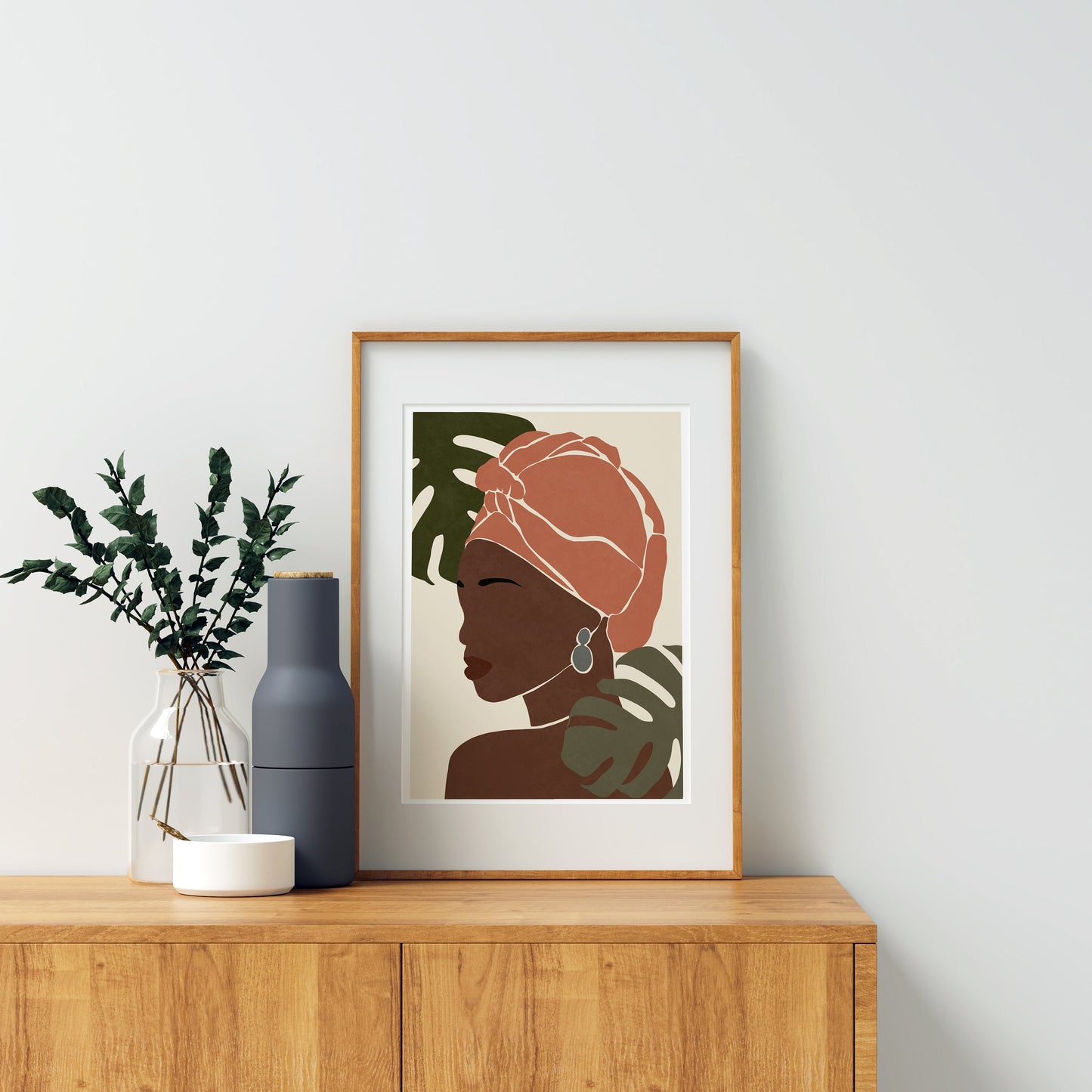 Black woman portrait African woman illustration African American woman art Boho woman art Female portrait art Woman printable wall art.