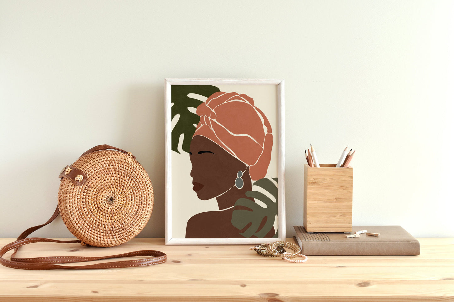 Black woman portrait African woman illustration African American woman art Boho woman art Female portrait art Woman printable wall art.