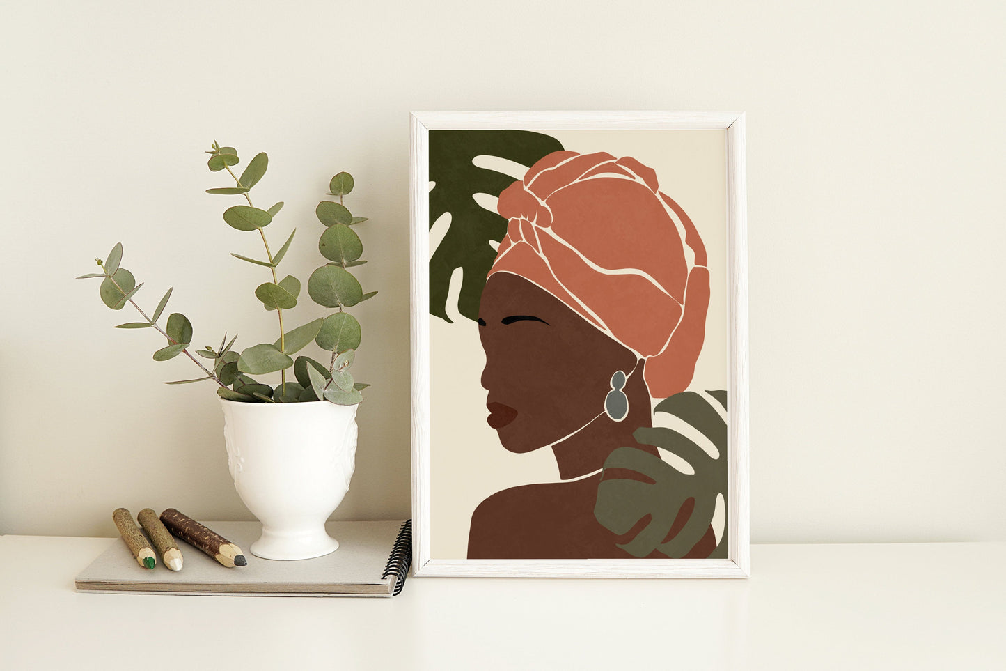 Black woman portrait African woman illustration African American woman art Boho woman art Female portrait art Woman printable wall art.