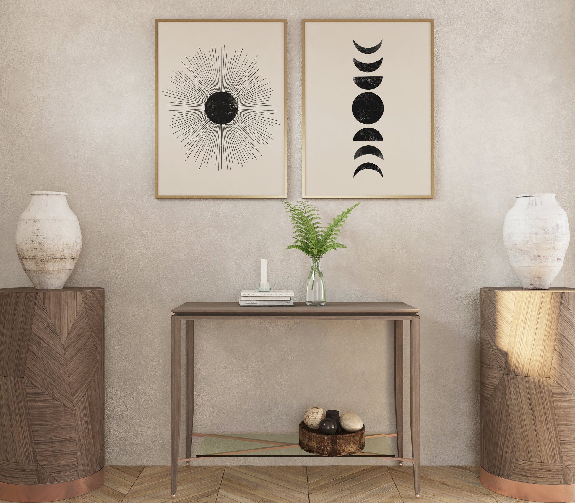 Sun Moon Poster Minimalist Art Sun Moon Art Print Boho Art Mid Century .