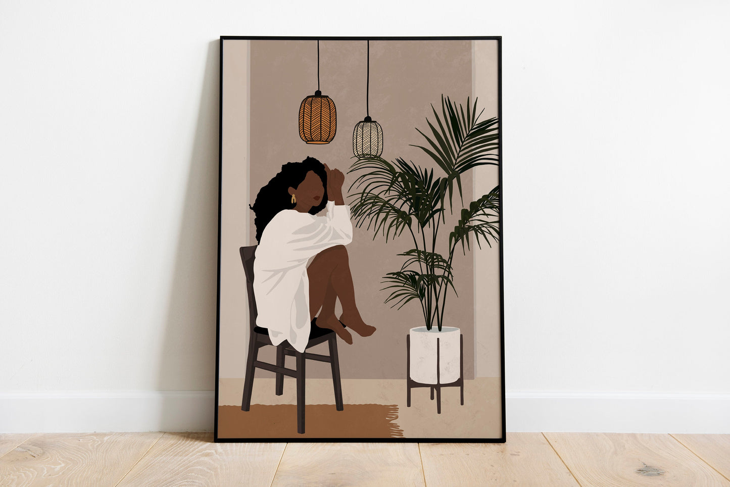 Black woman art African woman art Black girl print African American woman art Boho woman art Black girl Illustration print.