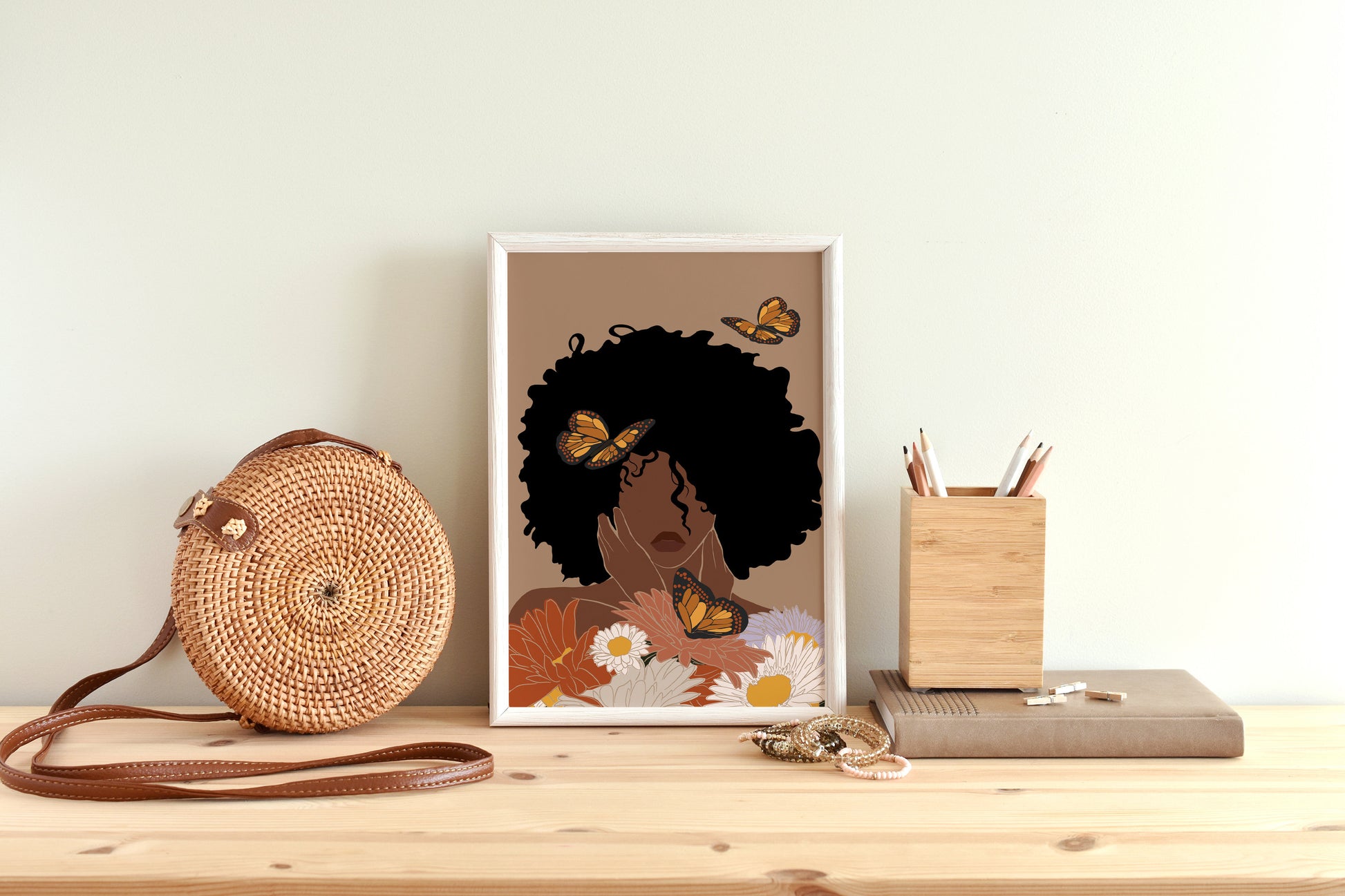 Black Woman Art, INSTANT DOWNLOAD, Flower Woman Art, Printable Art, Boho Wall Art,  Fashion print, Black Girl Art Print, Black Woman Art.