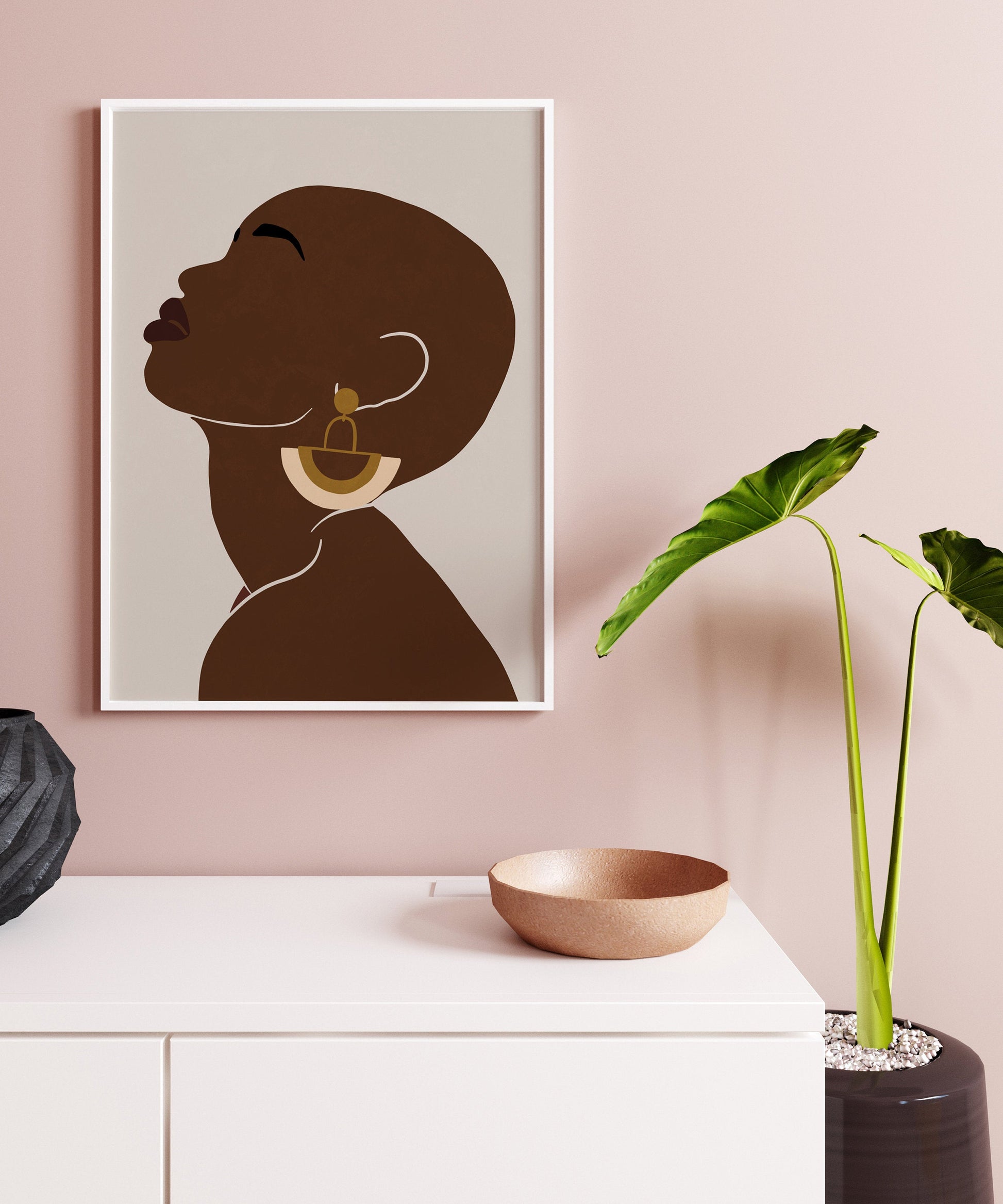 African woman art Black woman art African American woman art Black girl portrait Black woman portrait Female illustration Boho woman art.