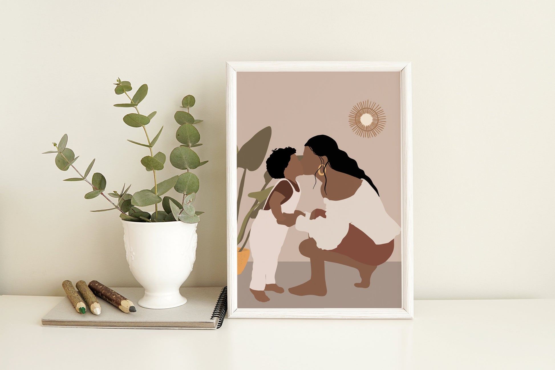 Abstract Mother and son art Woman art Black woman art Mother Print Nursery wall art Abstract wall art African woman art Mother And Son Print