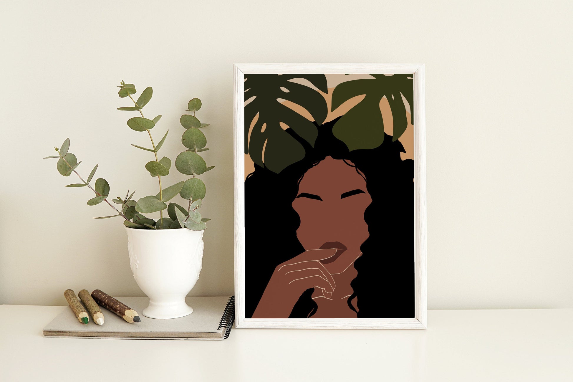 Black Girl Art, Printable giel Art, African Woman Wall Art, Black Woman Poster, African American Art, Modern Mid Century Art, Boho Wall art.