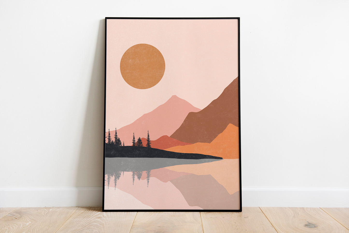 Mid Century Modern Sun Art Set of 2 Wall Art, Abstract Sun Wall Art Print, Boho Wall Art, Printable Art Print, Abstract Mountain Art.