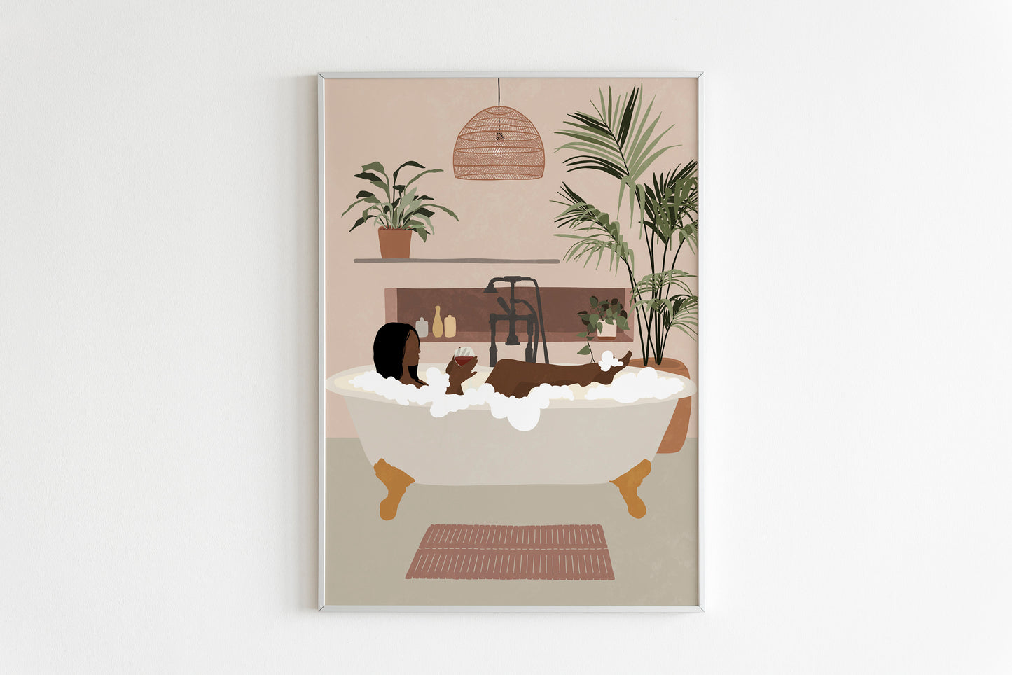 Black Woman Wall Art Earth tone wall art Black girl wall art African woman art Black woman print Fashion Print Bath Print Boho wall art.