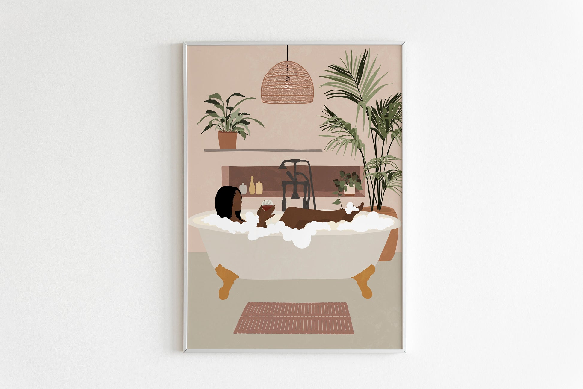 Black Woman Wall Art Earth tone wall art Black girl wall art African woman art Black woman print Fashion Print Bath Print Boho wall art.