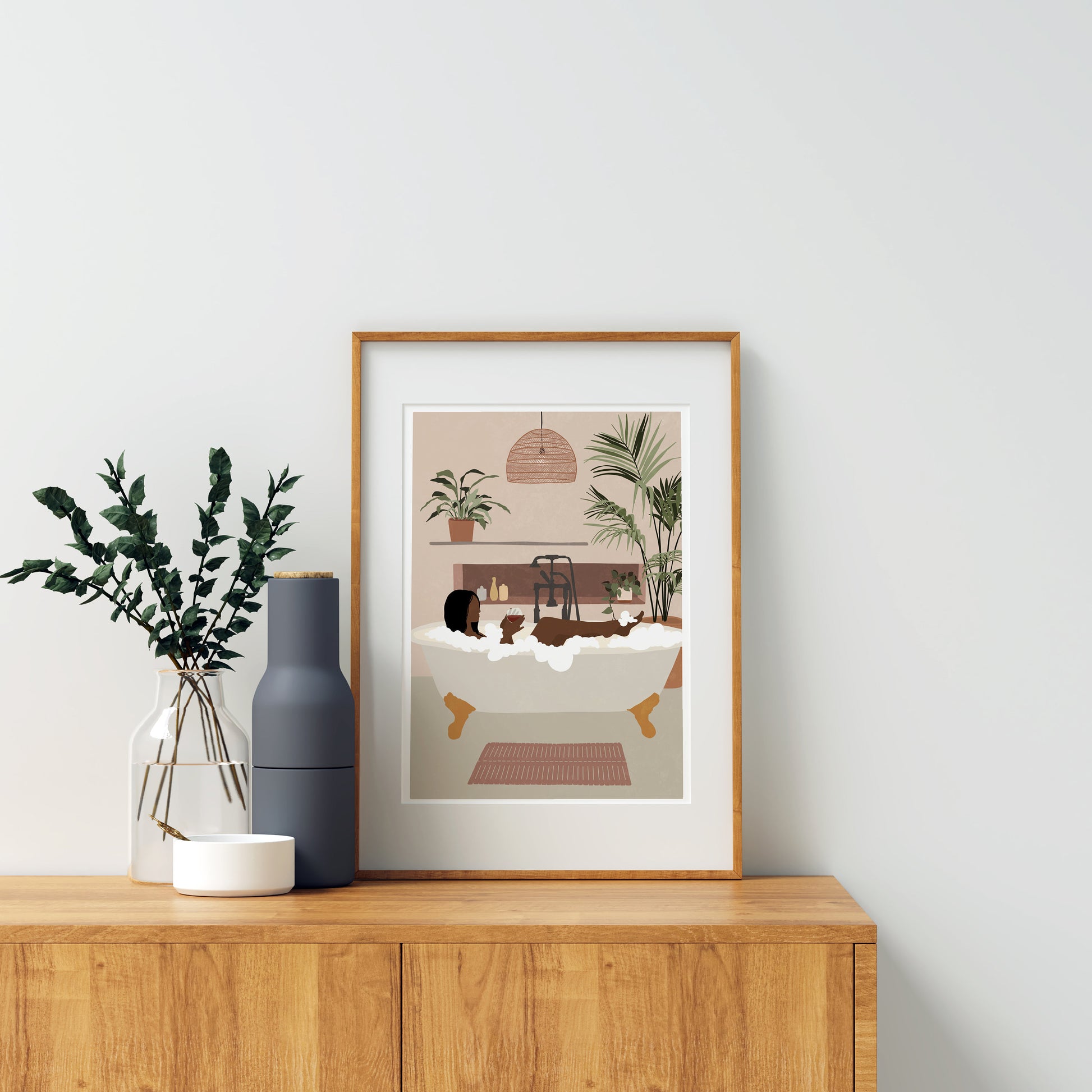 Black Woman Wall Art Earth tone wall art Black girl wall art African woman art Black woman print Fashion Print Bath Print Boho wall art.