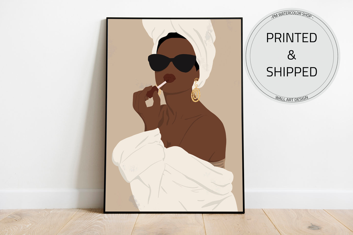 African American Woman Art, Art, Black Woman Art Print, Black Girl Poster, Boho Wall Decor, Portrait Art.