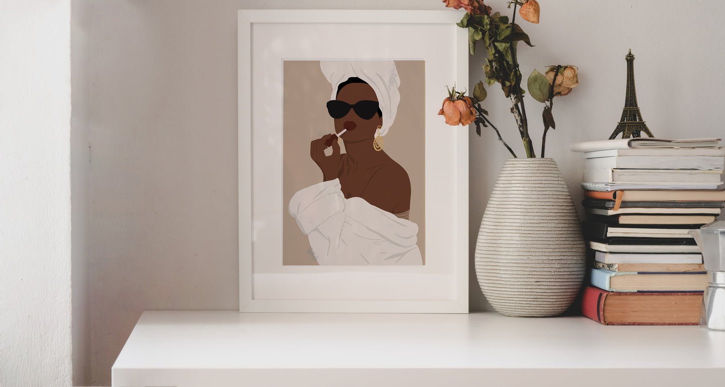 African American Woman Art, INSTANT DOWNLOAD, Fashion Print Art, Black Woman Art Print, Black Girl Poster, Boho Wall Decor, Portrait Art.