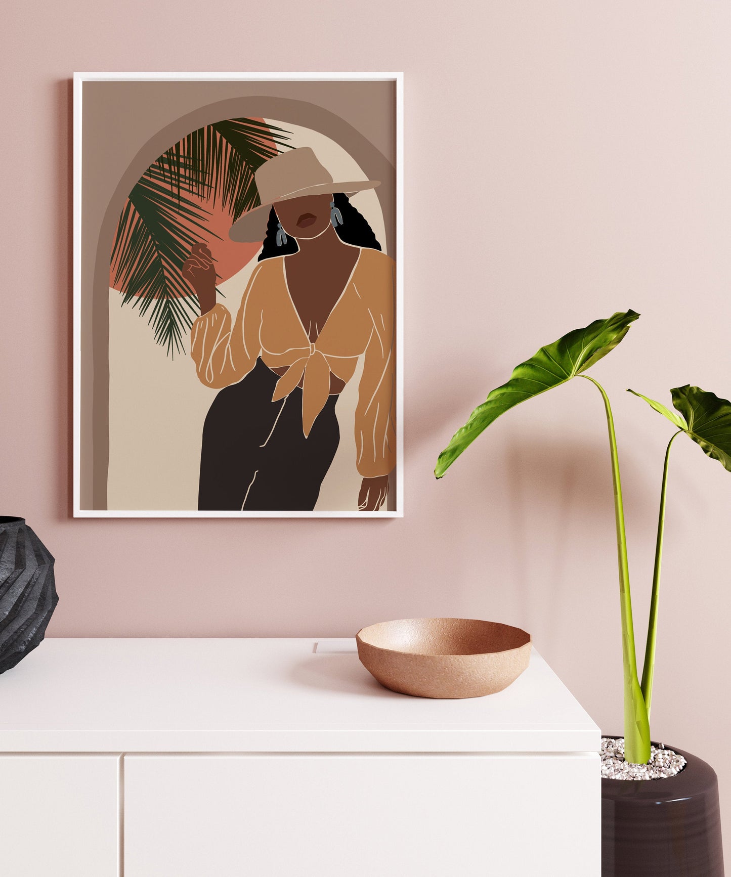 Woman art, African American art, Woman print, wall printable art, Black girl, black woman poster, mid century art, Afro wall decor.