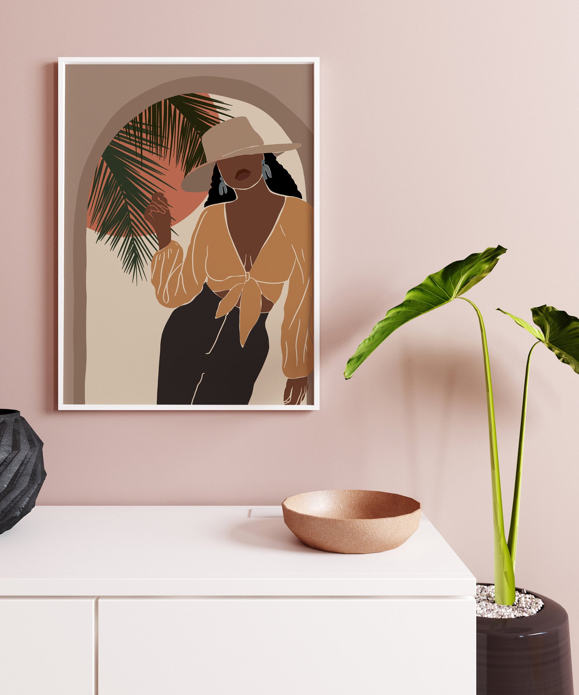 Woman art, African American art, Woman print, wall printable art, Black girl, black woman poster, mid century art, Afro wall decor.