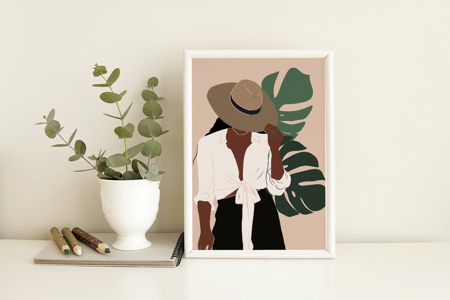 Afican American Woman Art, Black art, Black girl wall art, Blackfemale portrait, Boho woman art, Black girl poster, Girl with mostera print.