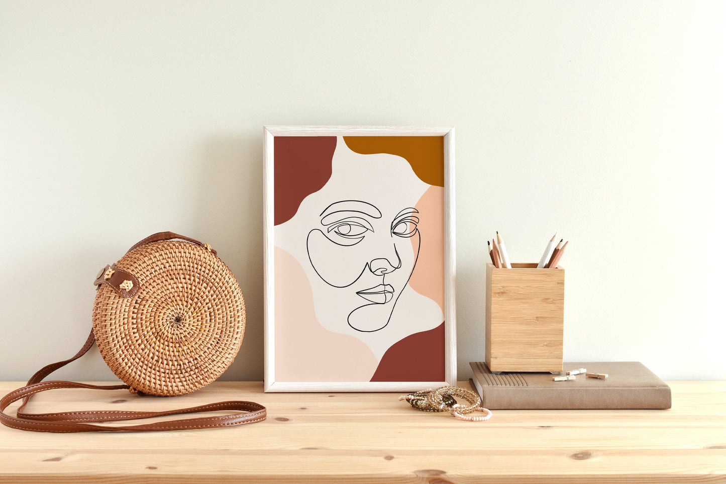 Line Art Woman, Face line poster, Single Line Drawing, Earth Tones Female face, Female figure printable wall art, Abstract poster, Wall art.