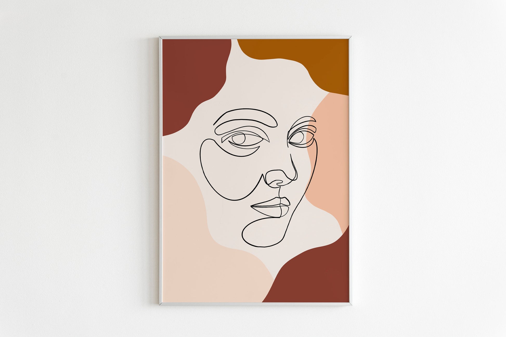 Line Art Woman, Face line poster, Single Line Drawing, Earth Tones Female face, Female figure printable wall art, Abstract poster, Wall art.
