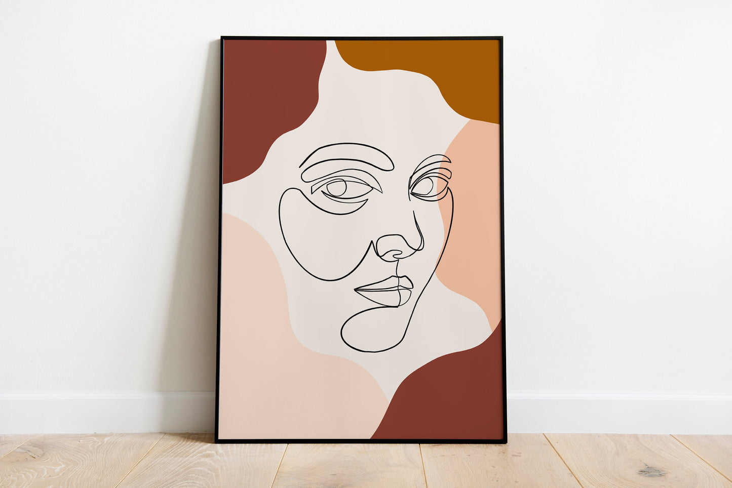 Line Art Woman, Face line poster, Single Line Drawing, Earth Tones Female face, Female figure wall art, poster, Wall art.