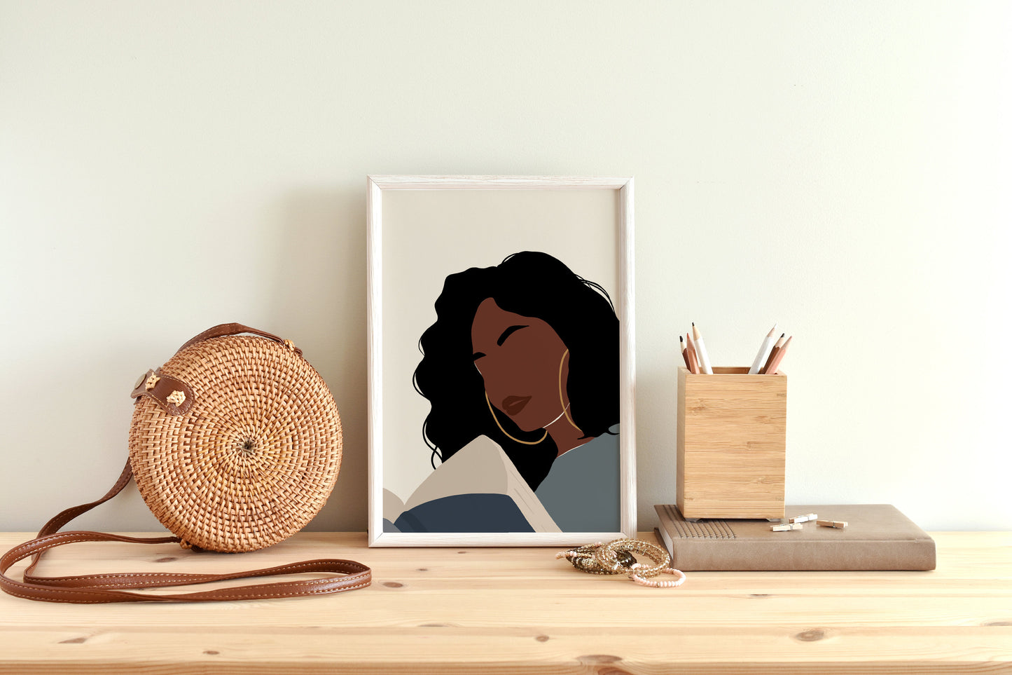 Girl Reading Print, Black art, African American art, Boho Woman illustration, Woman Print, Book Lover Art, Fashion Print, Library Wall Art.